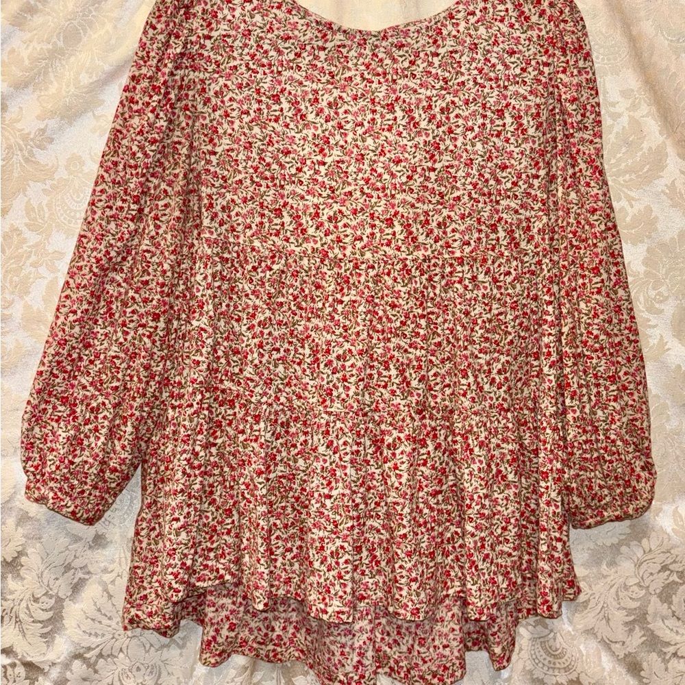 American Eagle Outfitters Red and White Floral Blouse